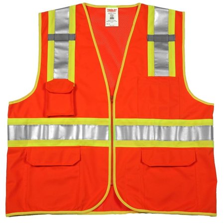 TINGLEY Job Sight HighVisibility OrangeYellow TwoTone Vest, XL V73859.L-XL